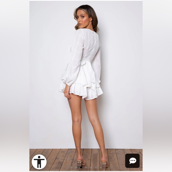 WHITE CHECKERED ROMPER WITH BELL SLEEVE - Picture 3 of 4